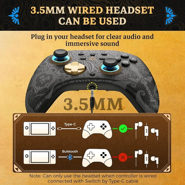 Alt view image 6 of 7 - Wireless Gaming Controller Pro-Style Gamepad with 6-Axis Gyro Sensor Adjustable Dual Rumble Motors with 4 Vibration Levels 8 RGB Light Colors and 4 Light Modes Wireless & Wired Connections