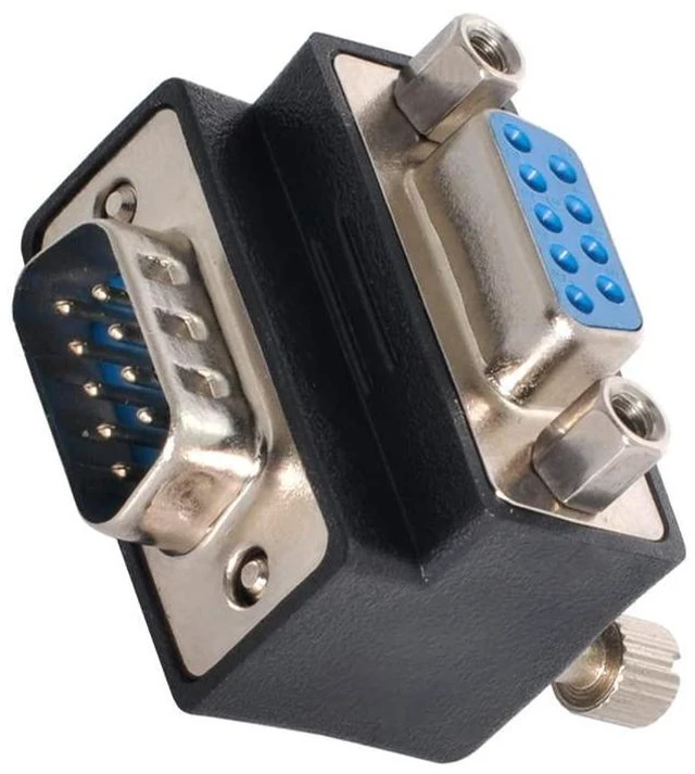 Alt view image 7 of 7 - RS232 DB9 9Pin 90 Degree Down Angled Male to Female Extension Adapter D-Sub 9Pin Connector Gender Changer Screw Type Male Thumbscrews to Female Nut Type