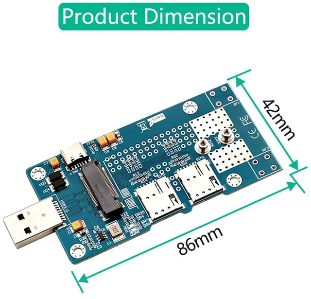 Alt view image 4 of 7 - M.2 NGFF Key B to USB 3.0 Adapter for 3G/4G/5G Modules USB Type-A Male WWAN Card Converter with Auxiliary Power Dual Nano SIM Card Slots Supports 3042/3052 M.2 Key B Cards for Desktop Notebook PC