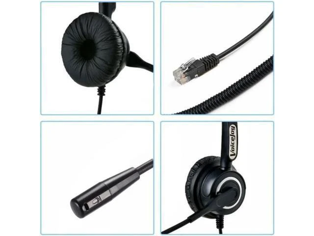 Alt view image 2 of 3 - Professional Binaural Call Center Headset with RJ9/RJ11 Plug Office Phone Headphones Dual-Ear Telephone Headset for Office Phone and Call Center Communication