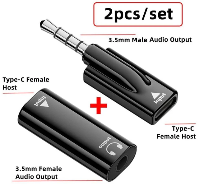 Alt view image 2 of 7 - 16bit 48kHz DAC USB-C Audio Adapter Set External Sound Card Type-C Female to 3.5mm Female/Male Headphone Microphone Adapters Plug & Play for Windows Laptops Tablets Phones Black 2pcs