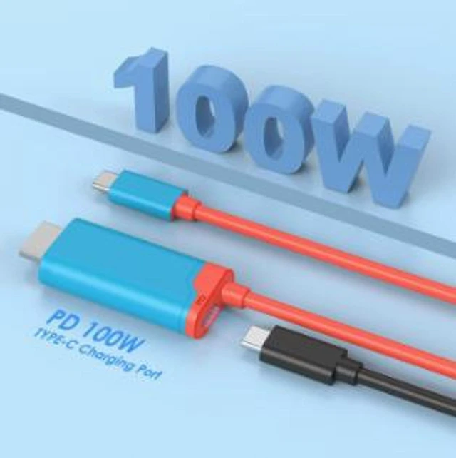 Alt view image 3 of 3 - USB-C to HDMI 4K@60Hz Video Adapter Cable with 100W Power Delivery USB-C Charging and Display Cable for Laptops Phones Tablets and Monitors Flexible Cable Design Nickel-Plated Connectors 1.8M