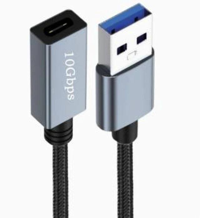 Alt view image 2 of 3 - USB 3.2 Gen 2 USB-A Male to USB-C Female Adapter Cable 10Gbps High-Speed Data Transfer Extension Cable with Built-in Smart Chip for USB-C Devices and USB-A Ports Reinforced Anti-Tangle Jacket 1.5M