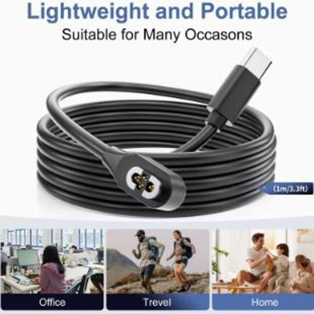 Alt view image 2 of 4 - 4-Pin Magnetic USB Charging Cable Replacement Charger Cord for SHOKZ OpenSwim Pro S710 Bone Conduction Headphones Secure Snap-On USB Power Lead with ABS/PVC Copper Wire for Stable Charging 1M
