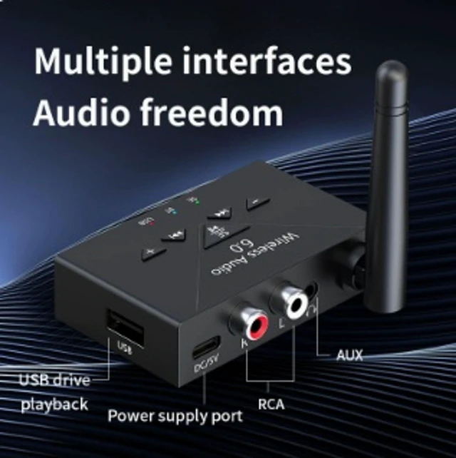 Alt view image 2 of 3 - J300 Bluetooth 6.0 Audio Receiver with USB Music Player Wireless Audio Adapter for Car & Home Audio Systems AUX/RCA Output USB-C Power Up to 20m Transmission Range Plug & Play Music Streaming
