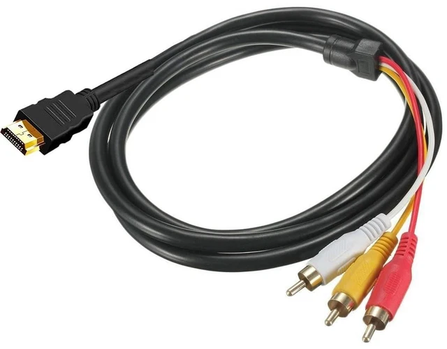 Main image of 1080P HDMI to 3 RCA Cable Male HDMI to Red Yellow White RCA Video Audio AV Lead One-Way HDMI to RCA Transmission Cable Gold Plated Connectors for HDMI/AV Converter or Decoding Device 5ft/1.5m