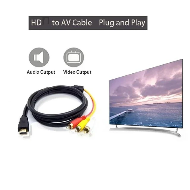 Alt view image 4 of 4 - 1080P HDMI to 3 RCA Cable Male HDMI to Red Yellow White RCA Video Audio AV Lead One-Way HDMI to RCA Transmission Cable Gold Plated Connectors for HDMI/AV Converter or Decoding Device 5ft/1.5m