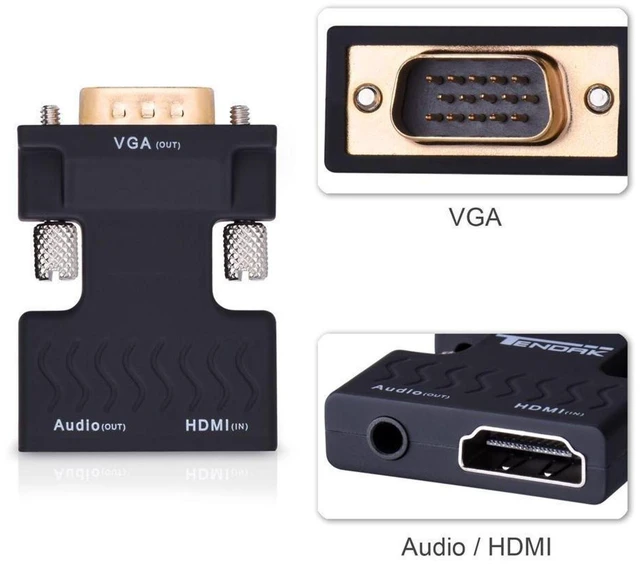 Main image of 1080P HDMI Female to VGA Male Video Adapter Gold-Plated HDMI to VGA Converter with 3.5mm Stereo Audio HDMI 1.4 3D Plug & Play Digital-to-Analog Display Adapter for Laptop PC