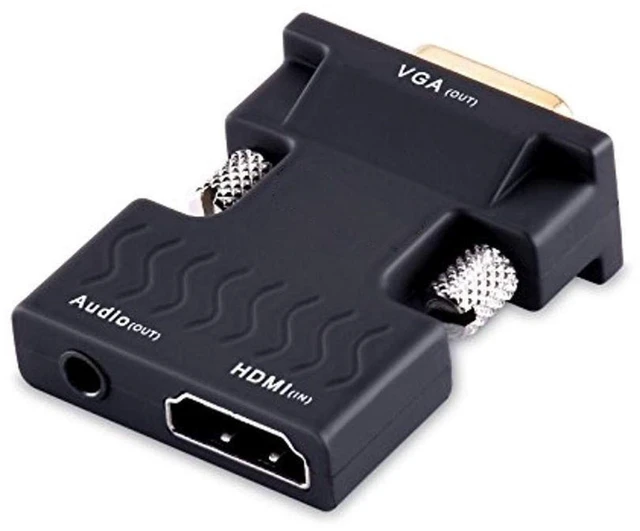 Alt view image 2 of 6 - 1080P HDMI Female to VGA Male Video Adapter Gold-Plated HDMI to VGA Converter with 3.5mm Stereo Audio HDMI 1.4 3D Plug & Play Digital-to-Analog Display Adapter for Laptop PC