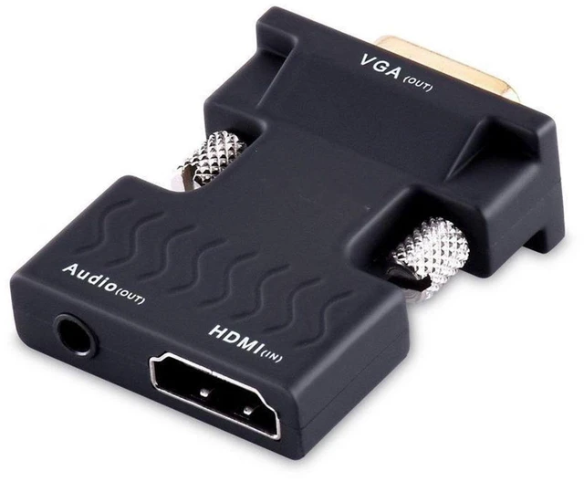 Alt view image 3 of 6 - 1080P HDMI Female to VGA Male Video Adapter Gold-Plated HDMI to VGA Converter with 3.5mm Stereo Audio HDMI 1.4 3D Plug & Play Digital-to-Analog Display Adapter for Laptop PC