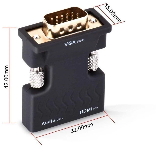 Alt view image 5 of 6 - 1080P HDMI Female to VGA Male Video Adapter Gold-Plated HDMI to VGA Converter with 3.5mm Stereo Audio HDMI 1.4 3D Plug & Play Digital-to-Analog Display Adapter for Laptop PC