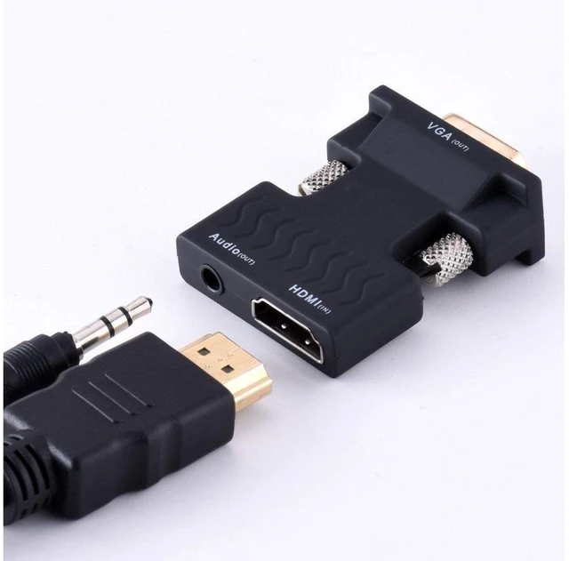 Alt view image 6 of 6 - 1080P HDMI Female to VGA Male Video Adapter Gold-Plated HDMI to VGA Converter with 3.5mm Stereo Audio HDMI 1.4 3D Plug & Play Digital-to-Analog Display Adapter for Laptop PC