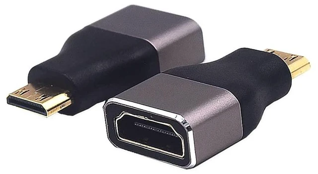 Main image of Mini HDMI 2.1 Male to HDMI 2.1 Female Adapter Type C to Type A Extender Coupler and Bidirectional Connector for Camera Laptop Projector and HDTV 8K@60Hz 4K@120Hz 48Gbps Dynamic HDR 2 Pack