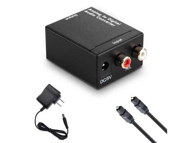 Alt view image 3 of 5 - Analog to Digital Audio Converter Adapter with RCA Stereo Input Toslink Optical and Coaxial Outputs 2-Channel LPCM 48 KHz Signal Converter with Optical Cable
