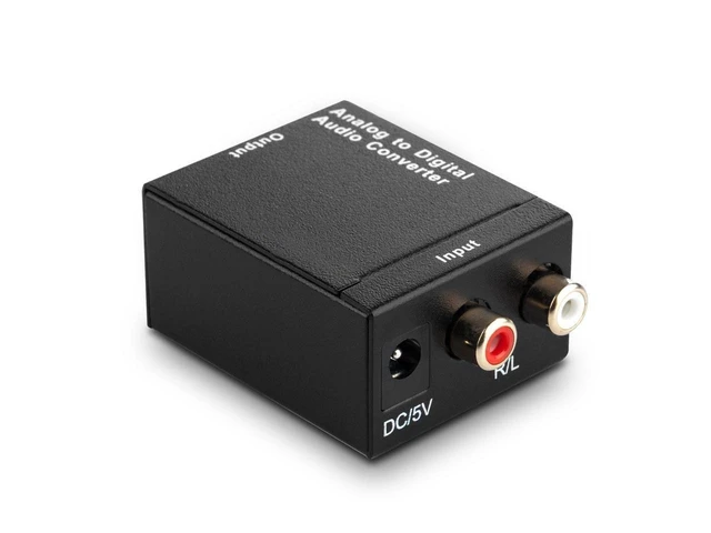 Alt view image 4 of 5 - Analog to Digital Audio Converter Adapter with RCA Stereo Input Toslink Optical and Coaxial Outputs 2-Channel LPCM 48 KHz Signal Converter with Optical Cable