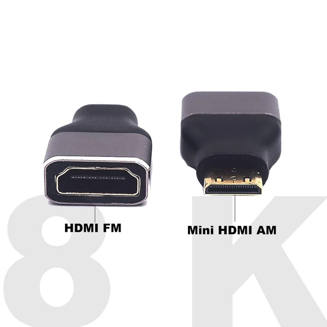 Alt view image 3 of 5 - Mini HDMI 2.1 Male to HDMI 2.1 Female Adapter Type C to Type A Extender Coupler and Bidirectional Connector for Camera Laptop Projector and HDTV 8K@60Hz 4K@120Hz 48Gbps Dynamic HDR 2 Pack