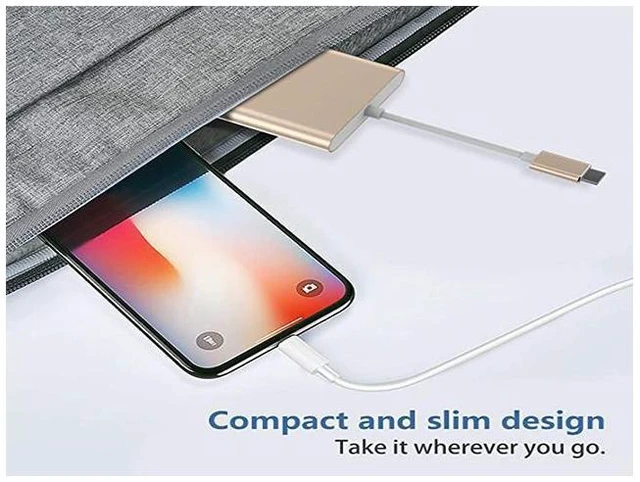 Alt view image 7 of 7 - USB-C to HDMI Adapter 4K 3840x2160P/30Hz Thunderbolt 3 Compatible Digital AV Multiport Adapter USB 3.0 Port PD Quick Charging Port 5Gbps Hub for MacBook iPad Pro S20 S10+ Projector Gold