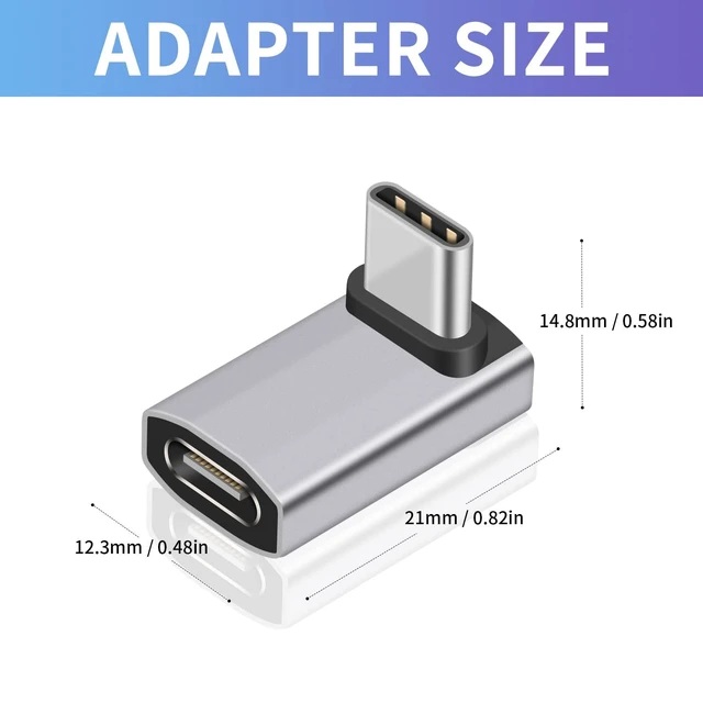 Alt view image 2 of 7 - USB-C Male to Female 90 Degree Adapter Right Angle Type-C Extender Connector 40Gbps Data Transfer 240W PD Charging 8K@60Hz Video Output for MacBook iPad Samsung Galaxy 1 Pack