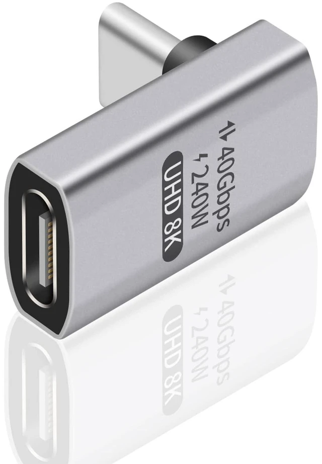 Main image of USB-C Male to Female 90 Degree Adapter Right Angle Type-C Extender Connector 40Gbps Data Transfer 240W PD Charging 8K@60Hz Video Output for MacBook iPad Samsung Galaxy 1 Pack