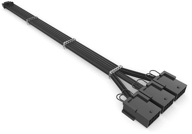 Main image of 16AWG 12+4 Pin GPU Power Cable 3 x 8Pin to 12+4Pin PCIe PSU Extension Cable for RTX 3090Ti 4070Ti 4080 4090 Graphics Cards Gold-Plated Terminals UL1007 PET Sleeved 600W Black 30cm