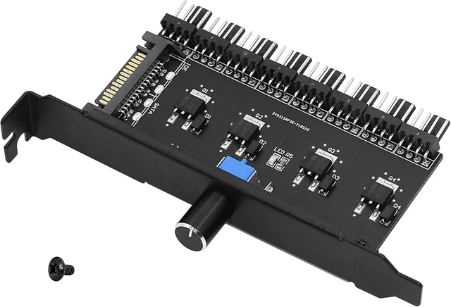 Main image of 8-Channel PC Cooling Fan Speed Controller PCI Bracket Fan Hub with Manual Knob SATA Powered 0-12V 35W PWM Fan Controller 4-Pin/3-Pin Connectors for CPU Case HDD VGA Fans