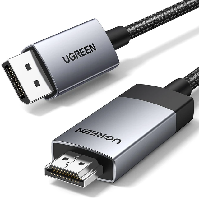 Main image of Active DisplayPort 1.2 to HDMI 2.0 Cable 4K@60Hz HDR 18Gbps Uni-Directional DP Male to HDMI Male Video Audio Converter Cord Mirror Extend Mode for Monitor Projector Aluminum Braided 3.3FT