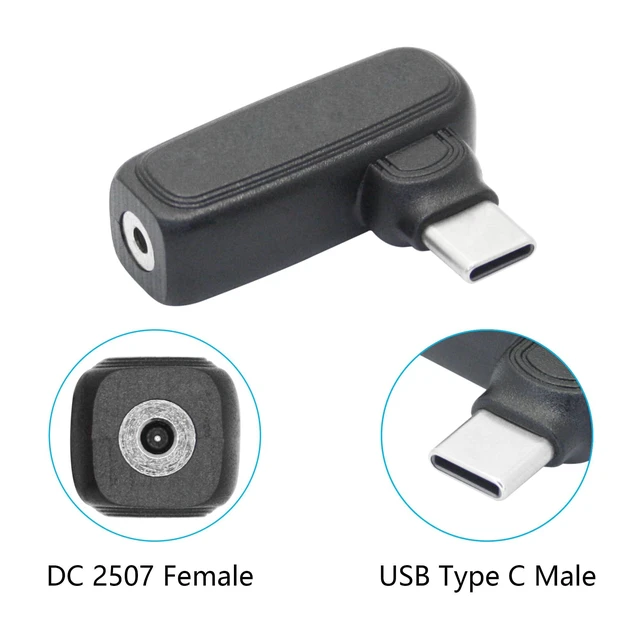 Alt view image 2 of 7 - 100W PD Power Charging Adapter 90 Degree DC 2.5mm x 0.7mm Female to USB Type C Male Plug DC 2507 to USB C Connector Converter for USB Type C Port Devices including Phones Tablets and Laptops