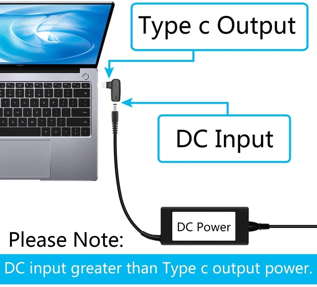 Alt view image 4 of 7 - 100W DC 5.5mm x 2.1mm Female to USB Type C Male Power Charging Adapter 90 Degree Right Angle DC 5521 to USB C PD Charging Converter with Intelligent Chip 12-20.5V Input 5V PD 9V/20V Output