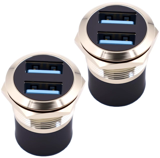 Main image of USB 3.0 Female to Female Panel Mount Adapter 5Gbps Bulkhead Coupler Round Socket for Cable Extension Screwless Rear Nut for Console and Wall Plate Installation Aluminum Alloy Silvery 2pcs