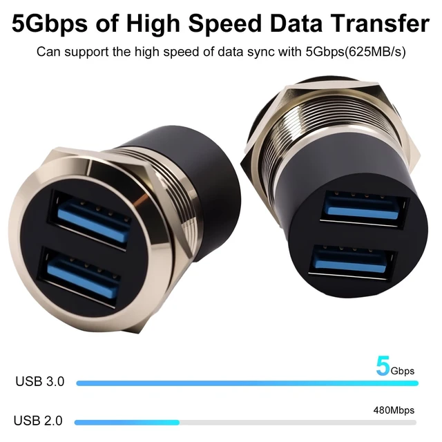 Alt view image 4 of 7 - USB 3.0 Female to Female Panel Mount Adapter 5Gbps Bulkhead Coupler Round Socket for Cable Extension Screwless Rear Nut for Console and Wall Plate Installation Aluminum Alloy Silvery 2pcs