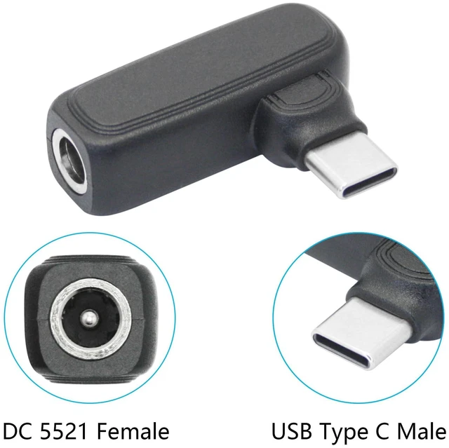 Alt view image 2 of 7 - 100W DC 5.5mm x 2.1mm Female to USB Type C Male Power Charging Adapter 90 Degree Right Angle DC 5521 to USB C PD Charging Converter with Intelligent Chip 12-20.5V Input 5V PD 9V/20V Output