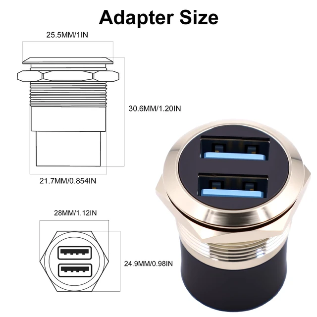 Alt view image 7 of 7 - USB 3.0 Female to Female Panel Mount Adapter 5Gbps Bulkhead Coupler Round Socket for Cable Extension Screwless Rear Nut for Console and Wall Plate Installation Aluminum Alloy Silvery 2pcs