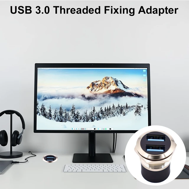 Alt view image 3 of 7 - USB 3.0 Female to Female Panel Mount Adapter 5Gbps Bulkhead Coupler Round Socket for Cable Extension Screwless Rear Nut for Console and Wall Plate Installation Aluminum Alloy Silvery 2pcs
