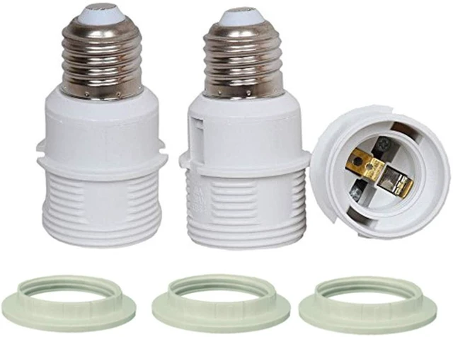 Main image of E26 to E26 Socket Extender E27/E26 Lamp Holder Adapter with Lampshade Ring 110-250V 4A 200W Flame Retardant PBT Copper Connector Incandescent CFL LED Bulbs 36.5mm Diameter 76.0mm Height 3-Pack