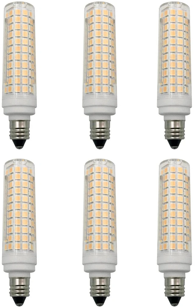 Main image of E11 T3/T4 JDE11 Dimmable LED Corn Light Bulbs 15W 1500LM 3000K 136 2835 SMD LEDs 120W Equivalent Ceramic Mini Candelabra Base Lamps 360° Beam Angle Warm White 18mm Diameter 80mm Height 6 Pack