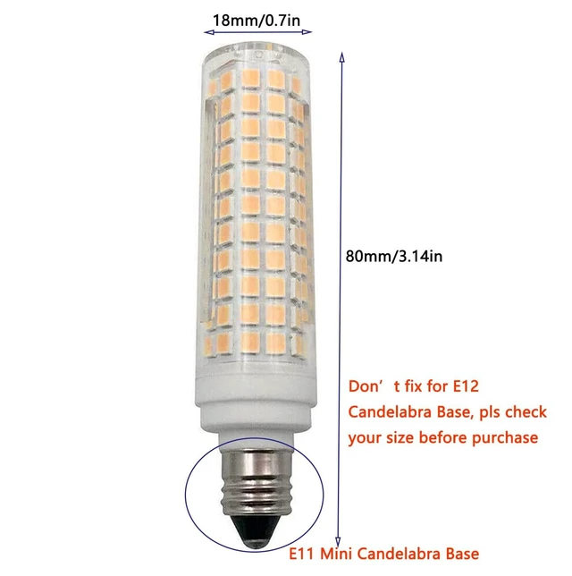 Alt view image 6 of 7 - E11 T3/T4 JDE11 Dimmable LED Corn Light Bulbs 15W 1500LM 3000K 136 2835 SMD LEDs 120W Equivalent Ceramic Mini Candelabra Base Lamps 360° Beam Angle Warm White 18mm Diameter 80mm Height 6 Pack