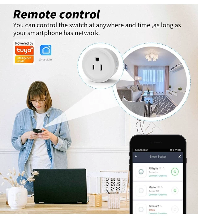 Alt view image 4 of 7 - WiFi Smart Plug 10A 1200W 100-240V Energy Monitoring Socket with App Remote Control Voice Control Timer Switch Schedule Countdown Relay Status Restore Compatible with Google Home