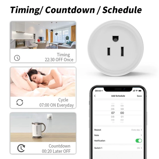 Alt view image 6 of 7 - WiFi Smart Plug 10A 1200W 100-240V Energy Monitoring Socket with App Remote Control Voice Control Timer Switch Schedule Countdown Relay Status Restore Compatible with Google Home