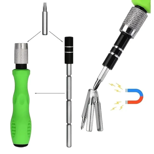 Alt view image 4 of 4 - 32-in-1 Precision Screwdriver Set Magnetic Tips Multi-Bit Repair Tool Kit with 30 x 1.06 in Bits Extension Shaft Non-Slip Handle for Phone Laptop Eyeglass Watch and Electronics Repair Portable
