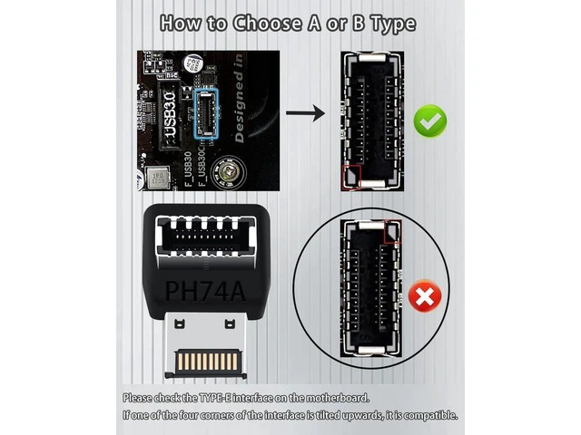 Alt view image 3 of 6 - 90 Degree USB 3.2 Type-E Motherboard Header Adapter USB-C Front Panel Internal Connector Converter Right Angle Type-E Elbow for Cable Management ABS Plug and Play Black C