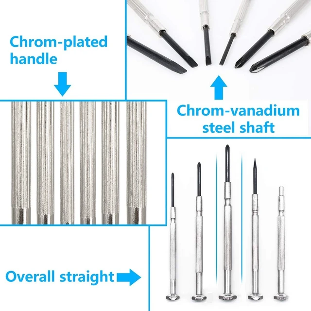 Alt view image 3 of 7 - Mini Precision Screwdriver Set PH00 PH0 PH1 Phillips 1.0 1.2 1.4 1.8 2.4 3.0mm Flathead Bits Electronics Repair Tool Kit with Awl Magnetic Rod Case Rotary End Caps for Watch iPhone Repair 11PCS