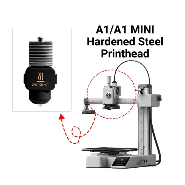 Alt view image 2 of 7 - 0.2mm Hotend Kit with Hardened Steel Nozzle High Temperature Print Head Extruder Replacement Preinstalled Heating Block Heat Sink Magnetic Installation Silicone Sock for A1/A1 Mini 3D Printers 3 Pack