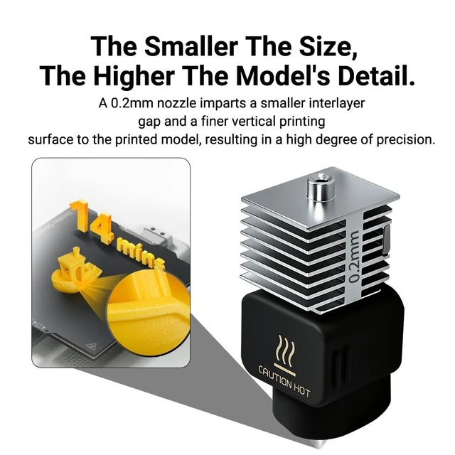 Alt view image 5 of 7 - 0.2mm Hotend Kit with Hardened Steel Nozzle High Temperature Print Head Extruder Replacement Preinstalled Heating Block Heat Sink Magnetic Installation Silicone Sock for A1/A1 Mini 3D Printers 3 Pack