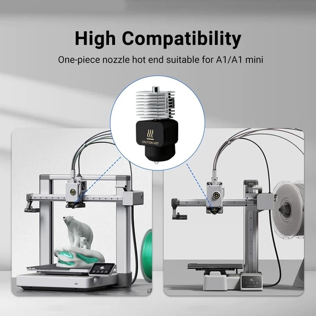 Alt view image 7 of 7 - 0.2mm Hotend Kit with Hardened Steel Nozzle High Temperature Print Head Extruder Replacement Preinstalled Heating Block Heat Sink Magnetic Installation Silicone Sock for A1/A1 Mini 3D Printers 3 Pack