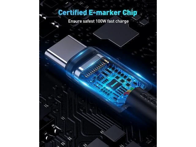 Alt view image 3 of 7 - 100W PD 5A QC 4.0 USB-C to USB-C Fast Charging Cable E-Marker Type-C Data Cable with Zinc Alloy Nylon Braided Design for Samsung S21 S20+ S10 Note 10 iPad Pro MacBook Pro Google Pixel 2M