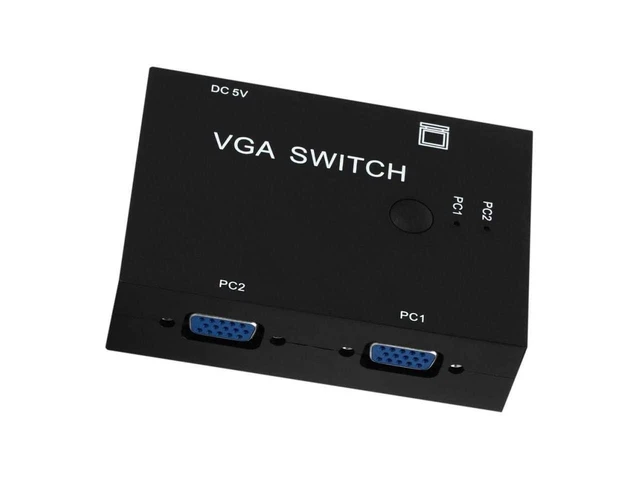 Alt view image 5 of 7 - 2 Port VGA Switch Box 2 PC to 1 Monitor 2 in 1 Out 3 Standard VGA Female Ports SVGA Monitor Sharing Switch Plug and Play Display Selector for LCD Monitor Projector PC TV No Power Needed