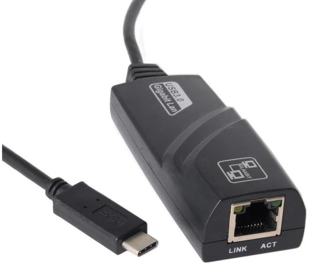 Main image of USB-C to RJ45 Ethernet Adapter USB 3.1 Network Adapter Gigabit LAN Card 10/100/1000Mbps USB-C Male to RJ45 Female External for Desktop Notebook PC Wake-on-LAN Green Ethernet IEEE 802.3AZ