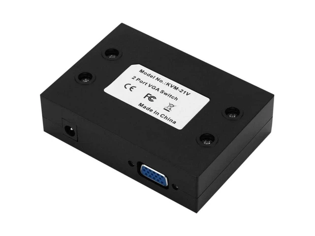 Alt view image 7 of 7 - 2 Port VGA Switch Box 2 PC to 1 Monitor 2 in 1 Out 3 Standard VGA Female Ports SVGA Monitor Sharing Switch Plug and Play Display Selector for LCD Monitor Projector PC TV No Power Needed