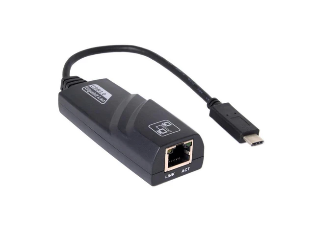 Alt view image 3 of 5 - USB-C to RJ45 Ethernet Adapter USB 3.1 Network Adapter Gigabit LAN Card 10/100/1000Mbps USB-C Male to RJ45 Female External for Desktop Notebook PC Wake-on-LAN Green Ethernet IEEE 802.3AZ