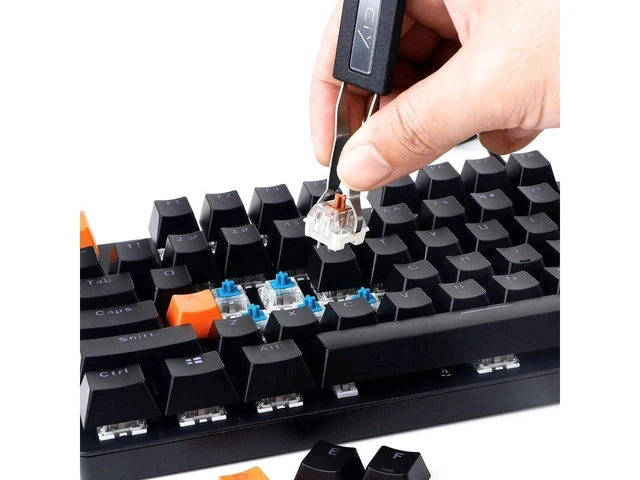 Alt view image 3 of 6 - Stainless Steel Wire Keycap Puller and Switch Puller Mechanical Keyboard Keycap Removal Tool Bendable 3-Key Pulling Tool with Anti-Static Keyboard Cleaning Brushes 2 Pcs
